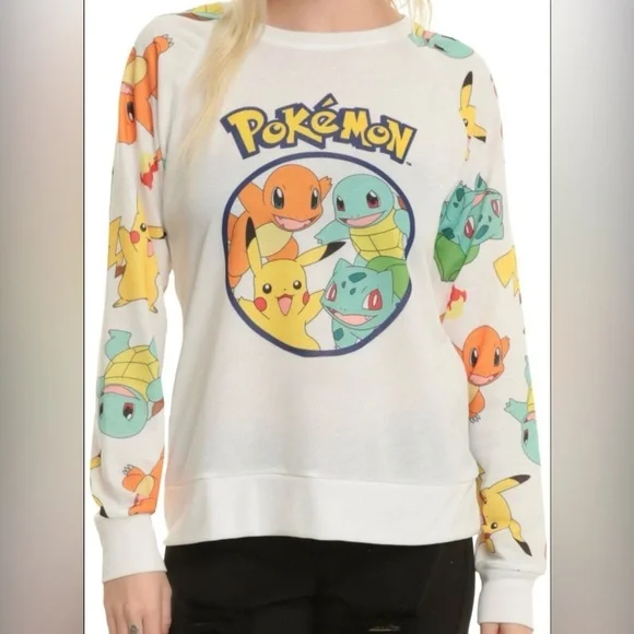 New POKEMON LONG SLEEVE TOP W/ POKEMON SQUIRTLE BULBASAUR CHARMANDER - Picture 1 of 3